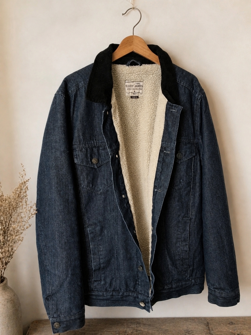 Men's Cody James Dark Denim Sherpa-Lined Jacket